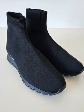 NIB PRADA Black Calzature Uomo Sport Knit High Top Men's Shoes Sneakers 5.5
